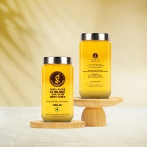 A2 Pure Desi Gir Cow Ghee Vedic Bilona Method 1000 ML Combo Pack of 2
